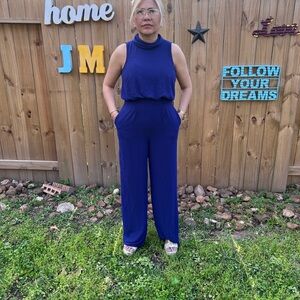 Women's‎ royal blue Sleeveless Jumpsuit in Blue 4